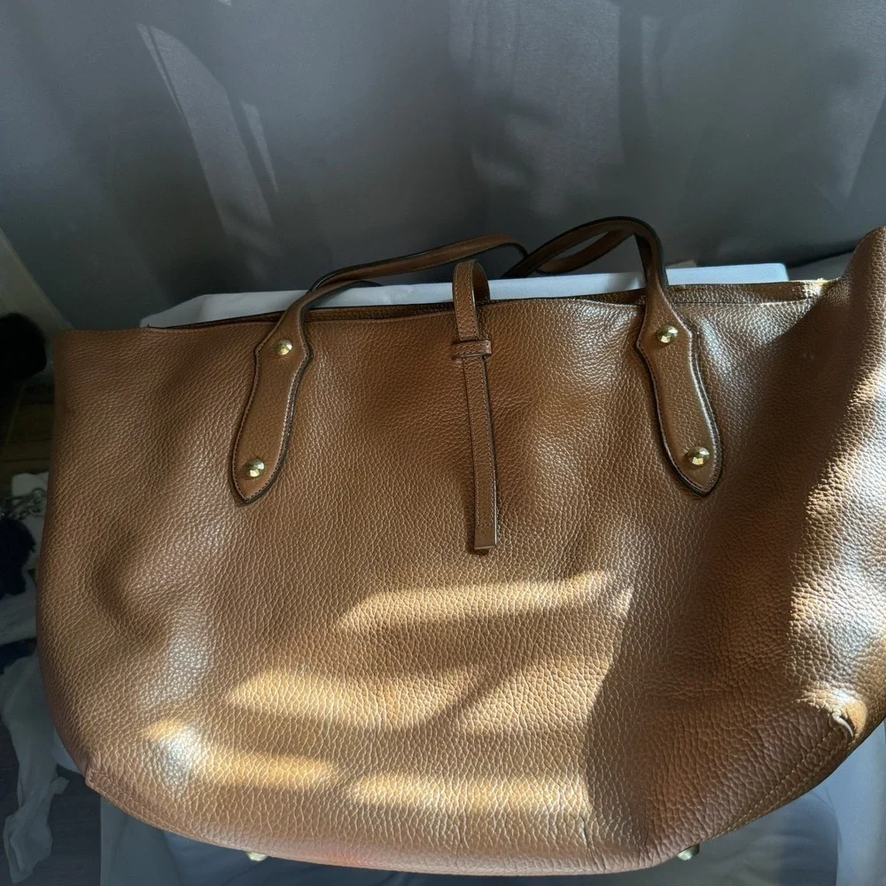 Annabel Ingall Brown Pebbles Leather Large Isabella Tote Bag Purse